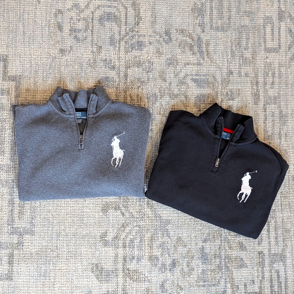 2/15$ Polo by Ralph Lauren- Quarter Zip Sweaters, Mens Large